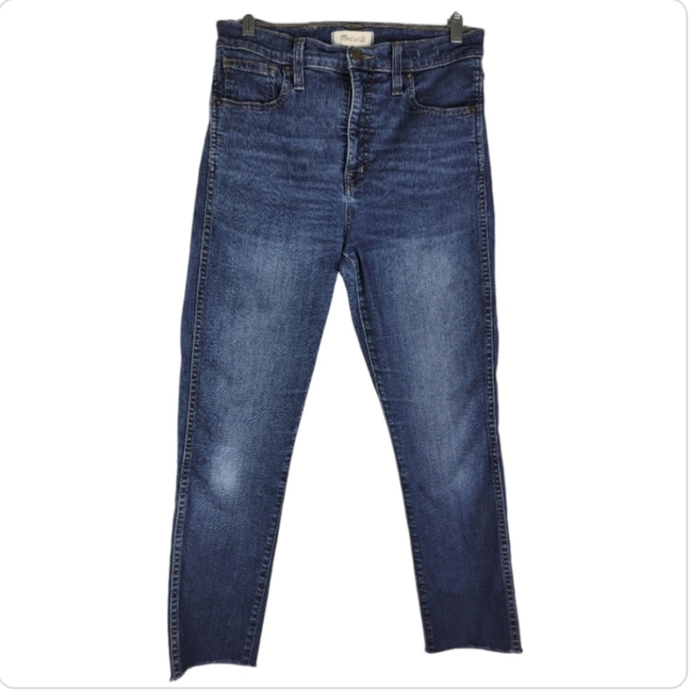 Madewell 10" High Rise Raw Frayed Hem Skinny Cropped Denim Jeans Womens Size 29